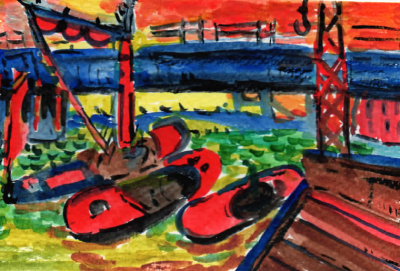 79A Barges in the Thames by Andre Derain
